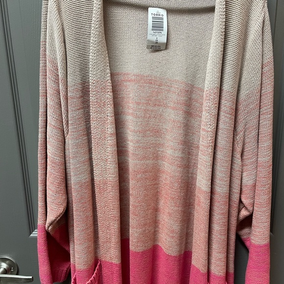 NWT Torrid size 6x (30W) Pink Ombre Stripe Slouchy Duster Sweater - Picture 3 of 6